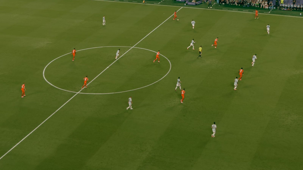 Vue aérienne d’un match de football dans un grand stade
